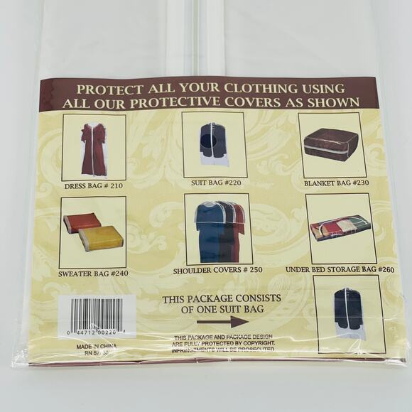 Better Home Zippered Clear Plastic Suit Bag - Size 24" x 40" - New - Picture 5 of 9